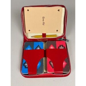 Vintage Griffon Travel Bridge Set Red Zipper Case Austria 2 Decks Score Pad